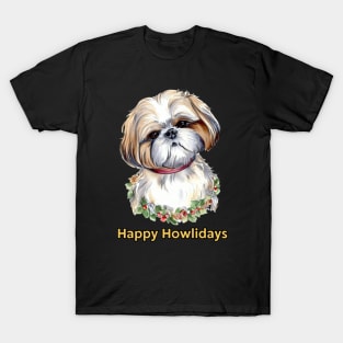 Happy Howlidays Shih Tzu Wreath T-Shirt